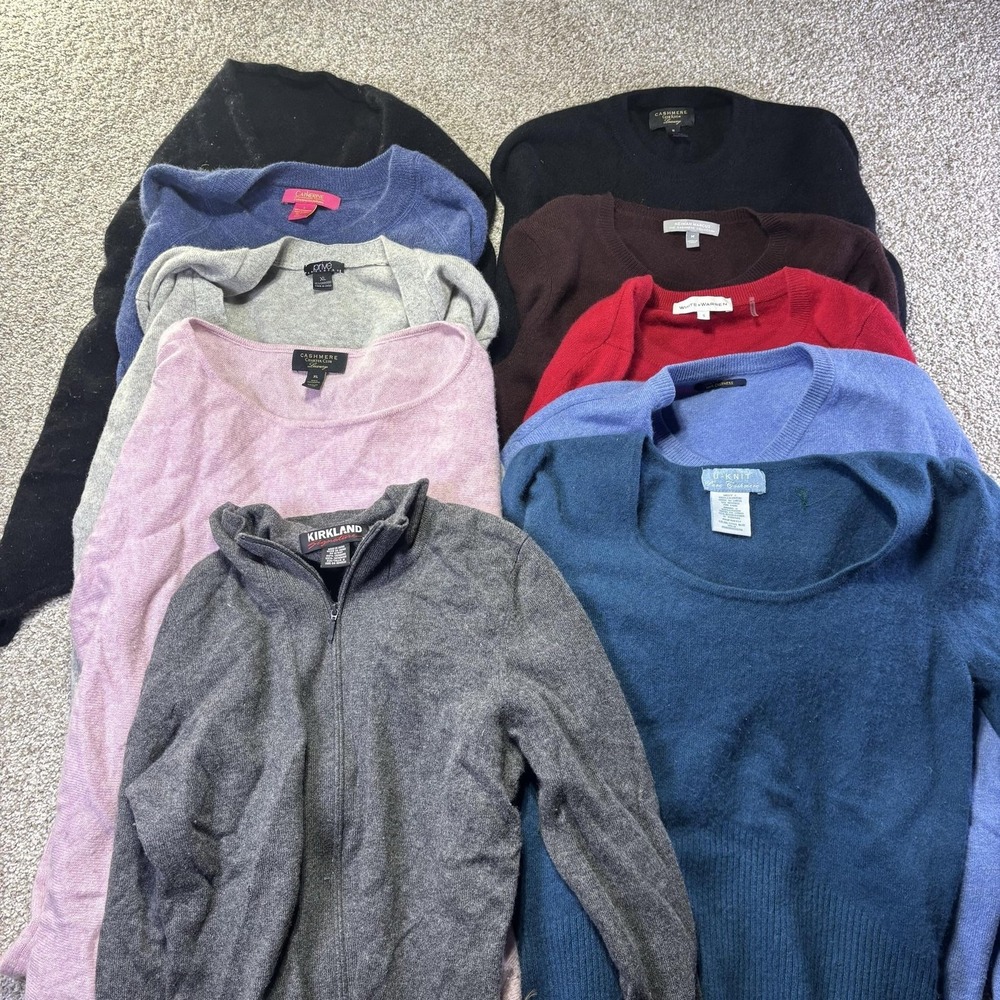 Lot of 10 Cashmere Sweaters Mixed Brand Sizes Bundle 100% Cashmere Material Art